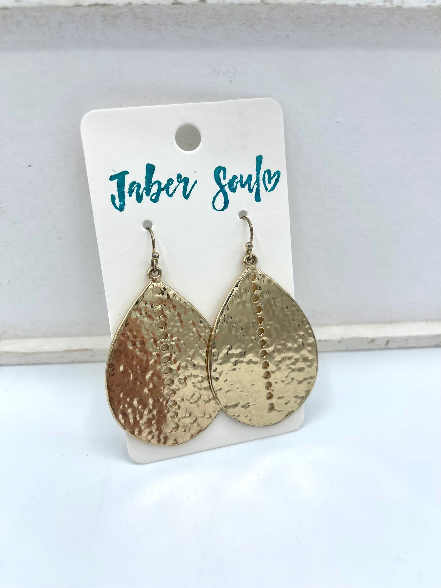 Gold Metal Teardrop Earrings