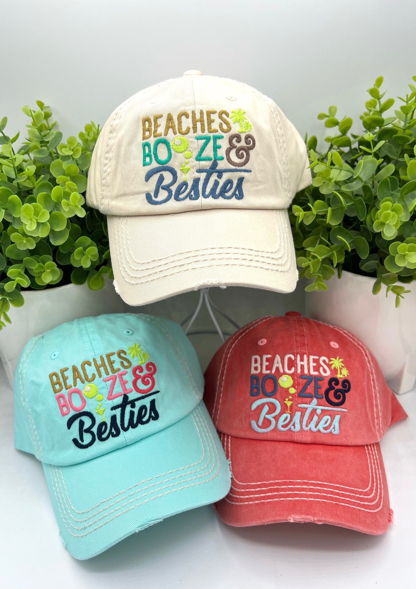 Beaches Booze & Besties Baseball Cap