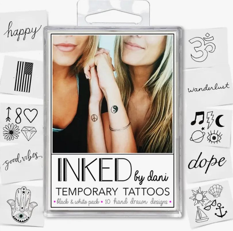 Black and White Temporary Tattoo Pack
