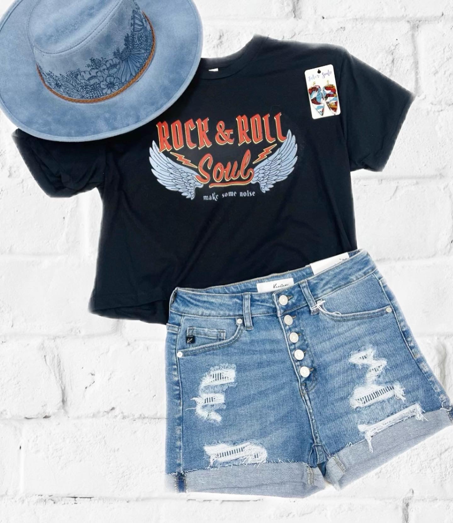 Exposed Button High Rise Denim Shorts
