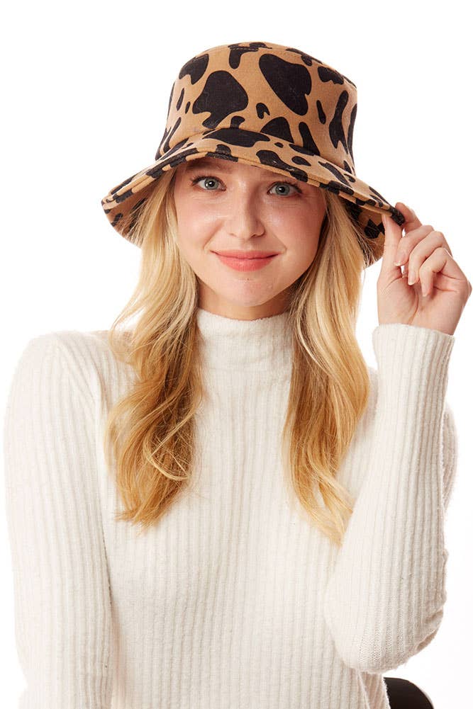 Cow Print Bucket Hat- Brown & Black