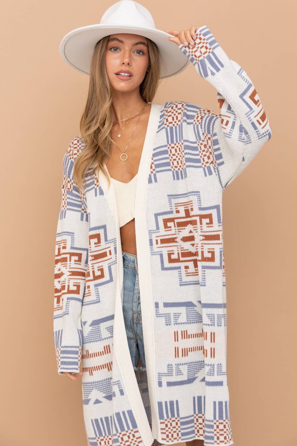Aztec Front Tie Cardigan