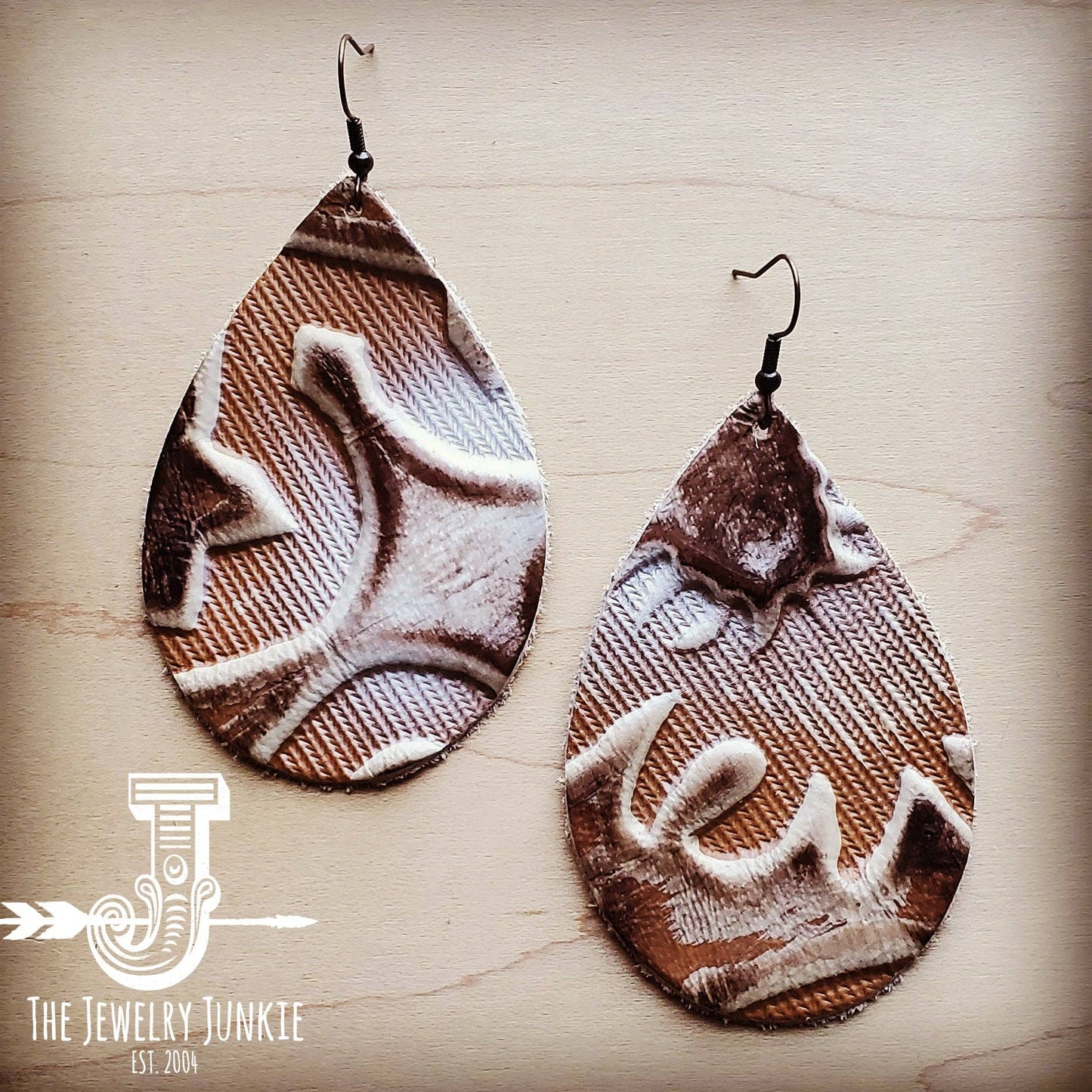 Leather Teardrop Earrings-Brown and Sienna Laredo