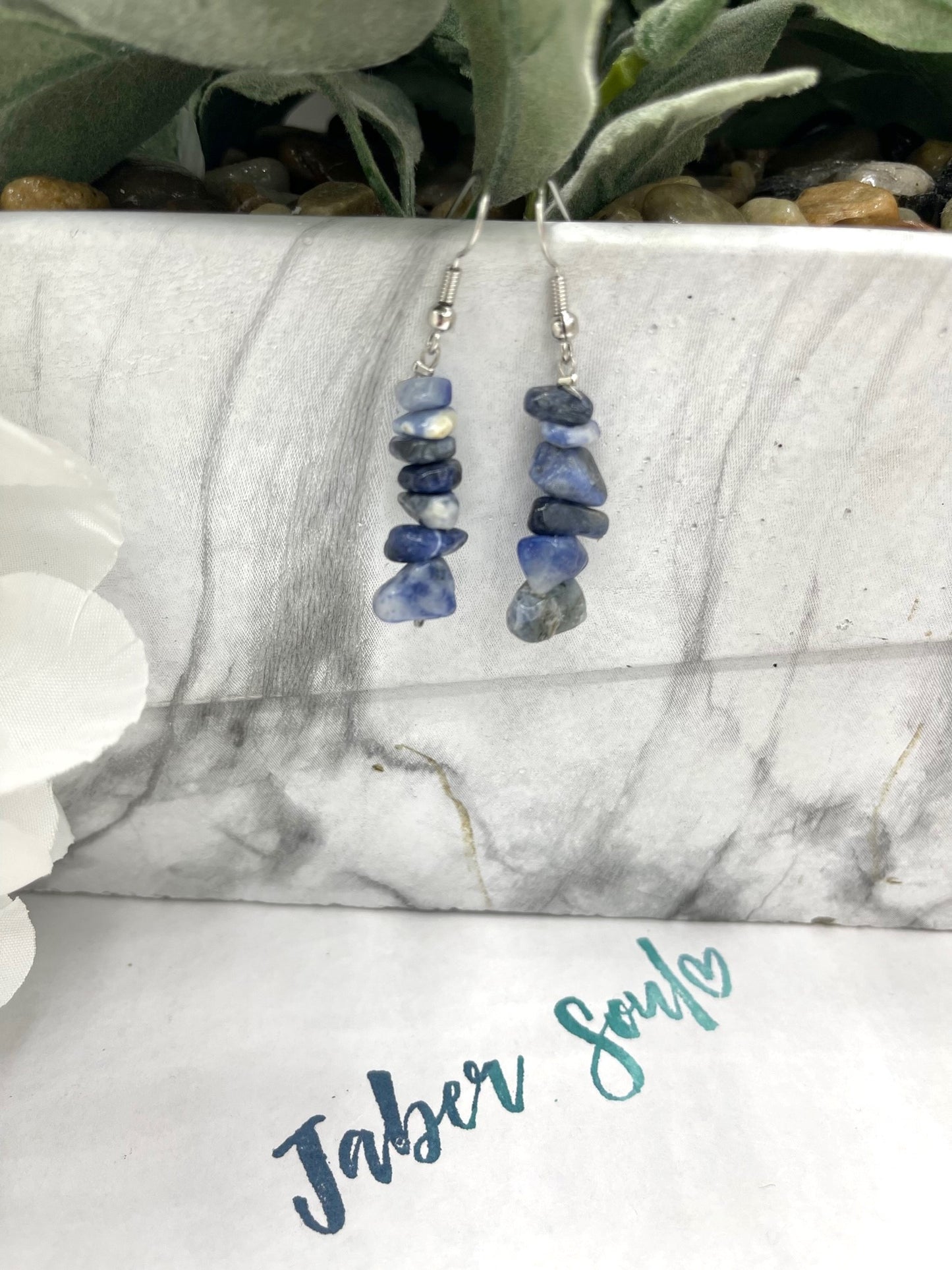 Brazilian Sodalite Stone Beads Gem Earrings