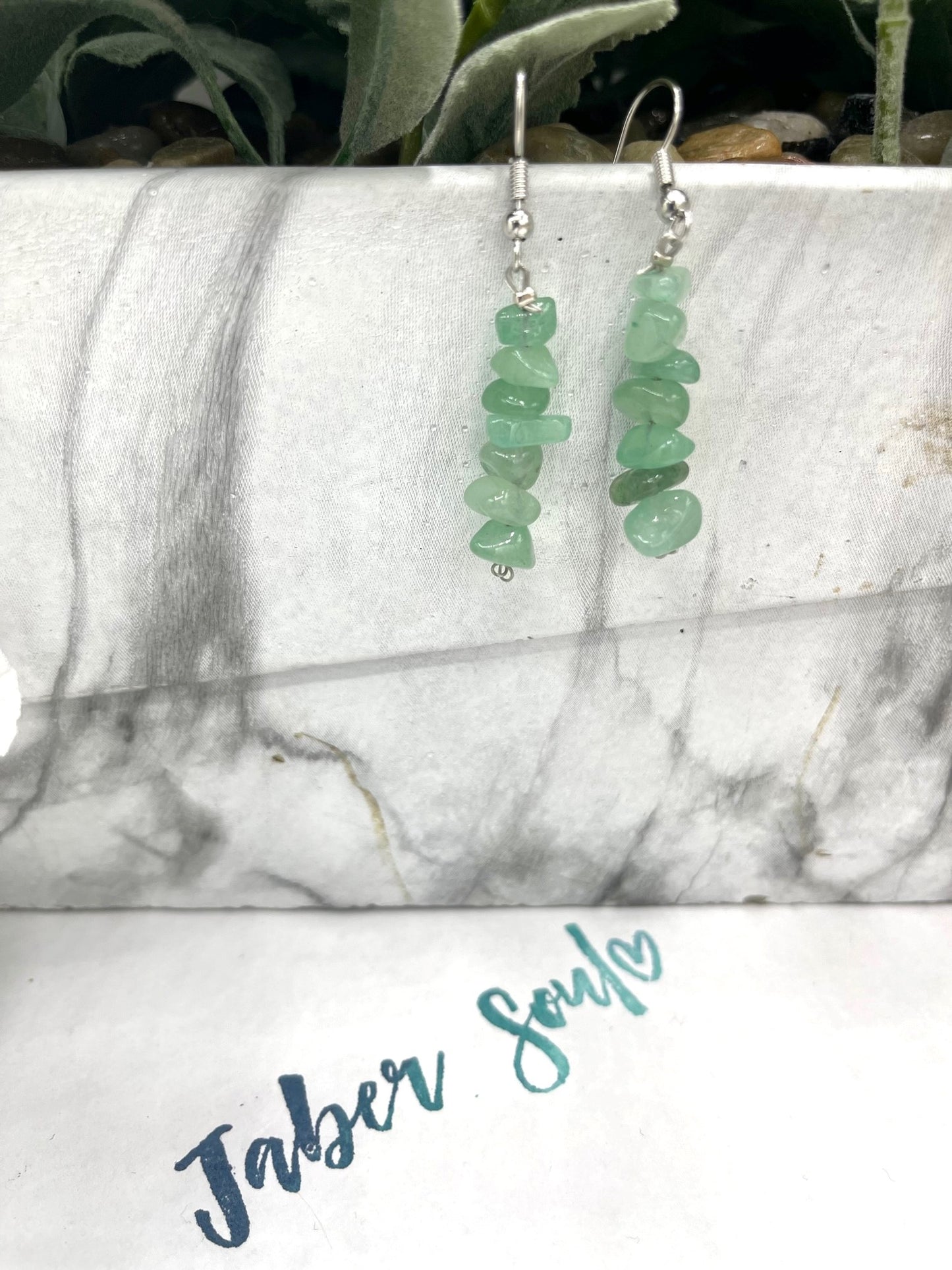 Green Aventurine Stone Beads Gem Earrings