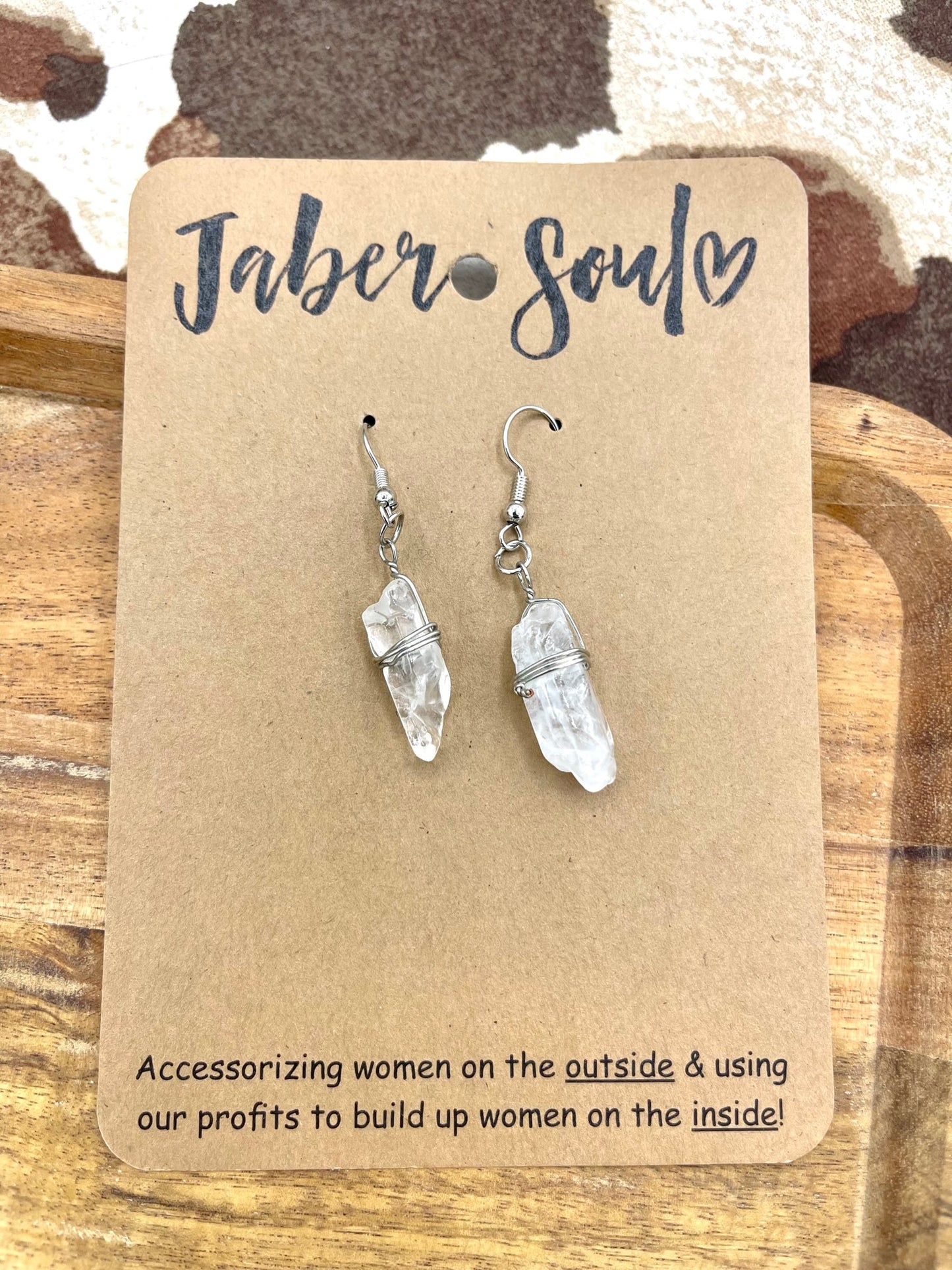 Silver Crystal Point Earrings