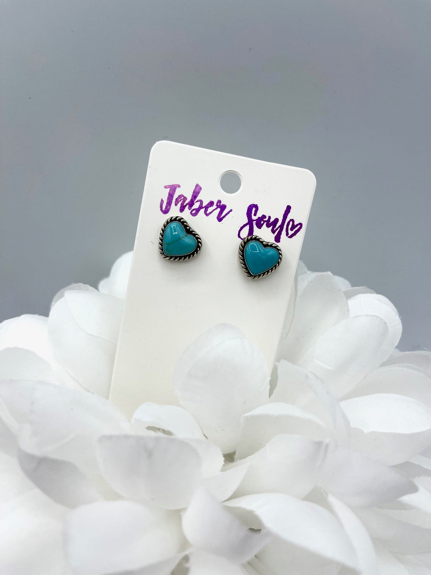 Turquoise Heart Stud Earrings