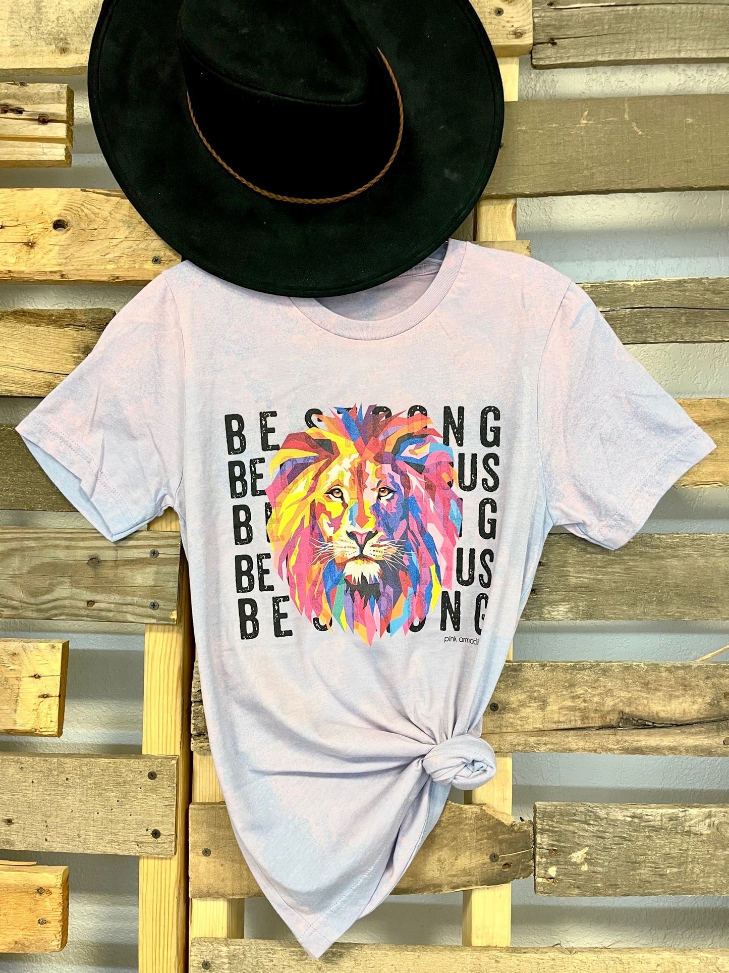 Be Strong Lion.. Purple Bleached Tee
