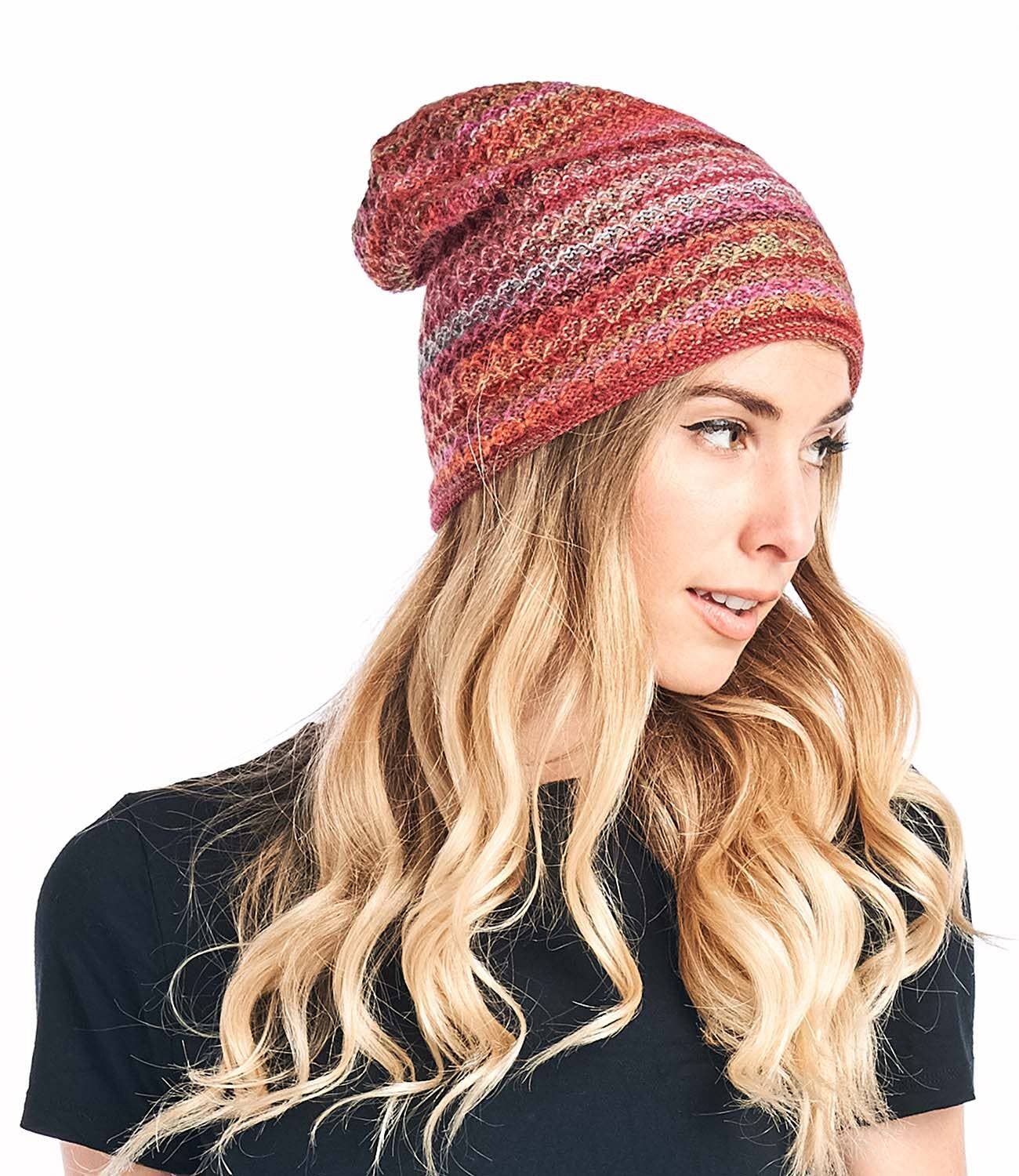 Alpaca Beanie - Printed - Saffron