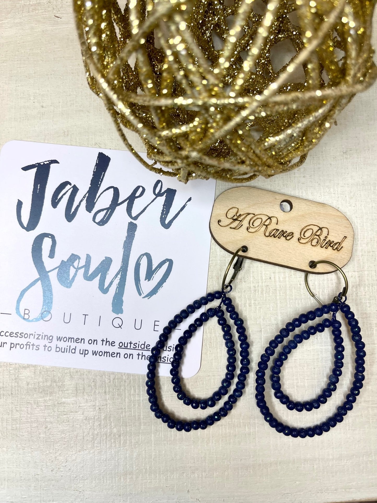 Hand Dyed Teakwood Navy Earrings