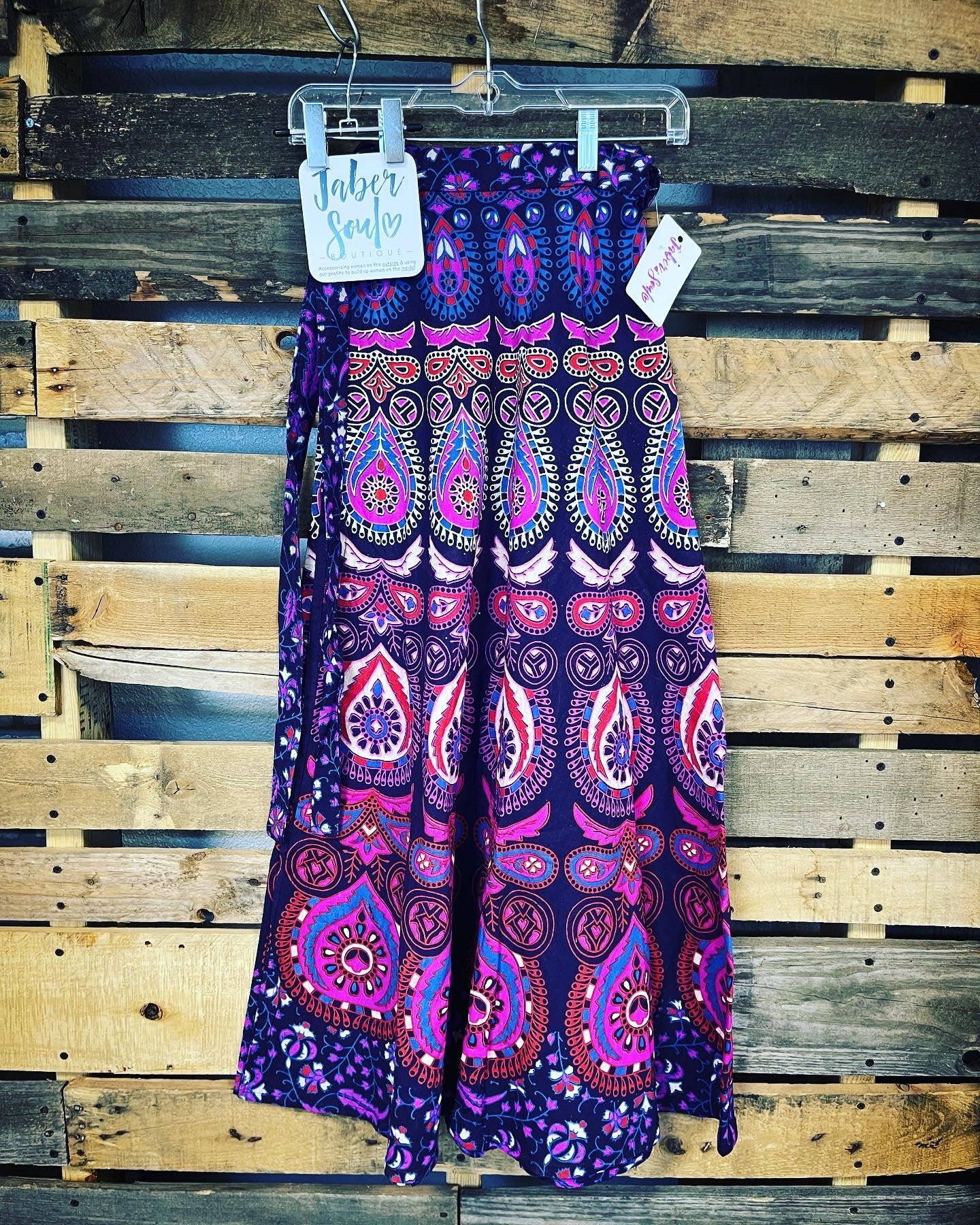 Boho Hippie Gypsy Colorful Wrap Around Skirt or Strapless Dress/Cover-Up