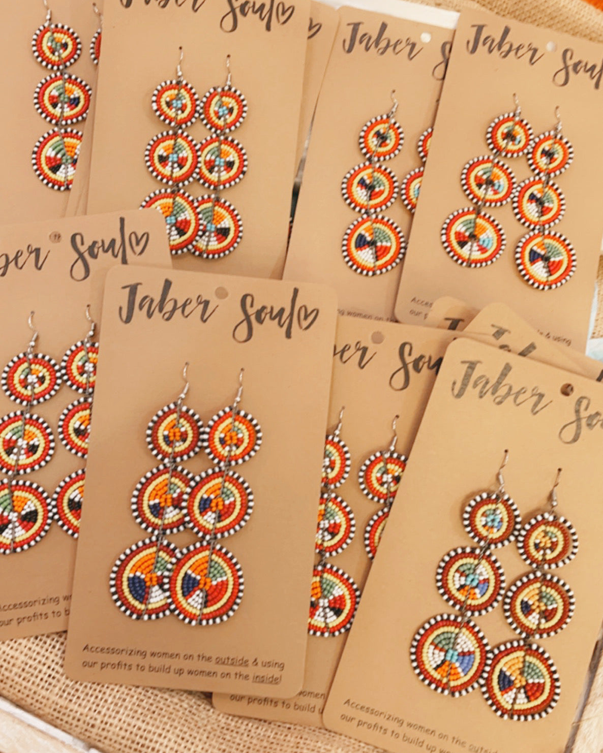 Colorful 3 Circle Beaded Kenyan Earrings