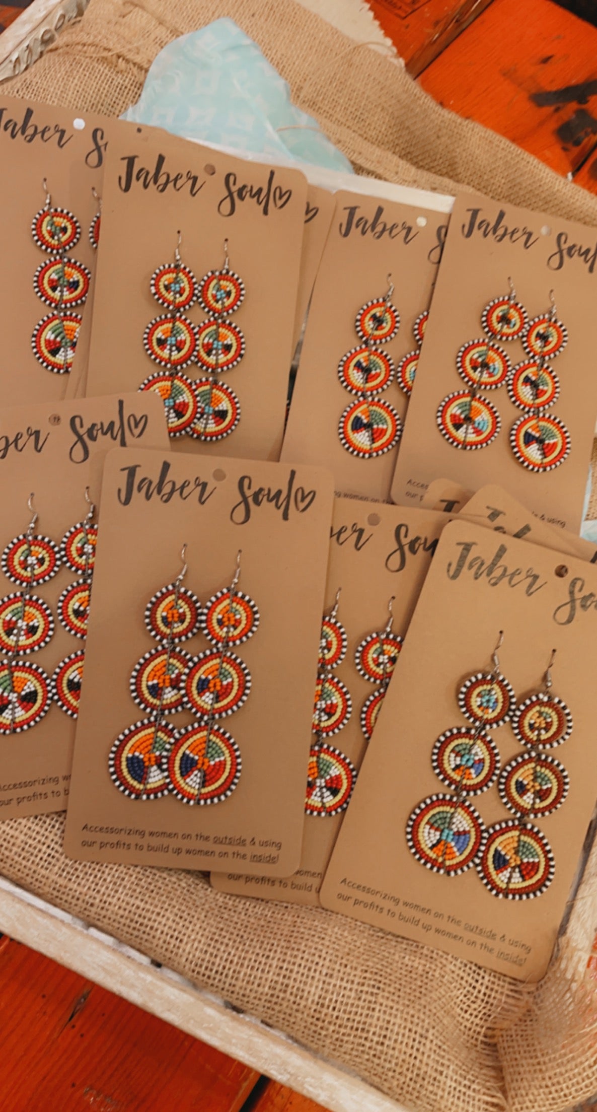 Colorful 3 Circle Beaded Kenyan Earrings