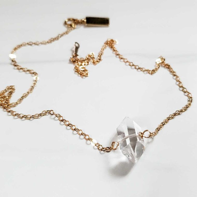 Herkimer Diamond Solitaire Crystal Necklace