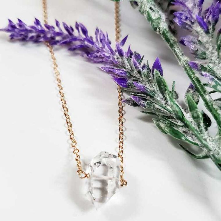 Herkimer Diamond Solitaire Crystal Necklace