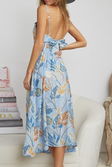 Tropical Open Back Dress