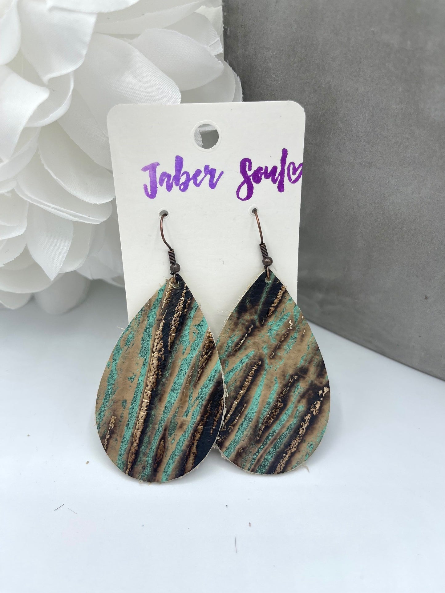 Embossed Leather Woven Gold Earrings