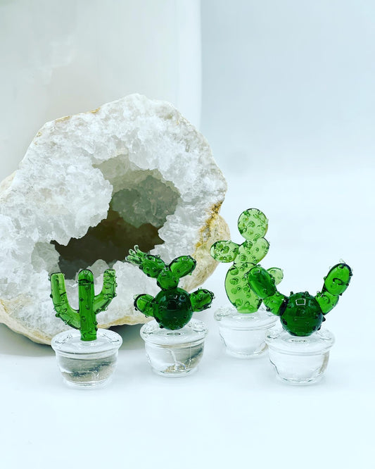 Handmade Glass Blown Cactus Art Figurines
