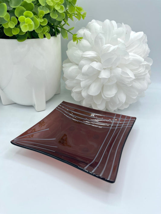 Maroon Glass Tray