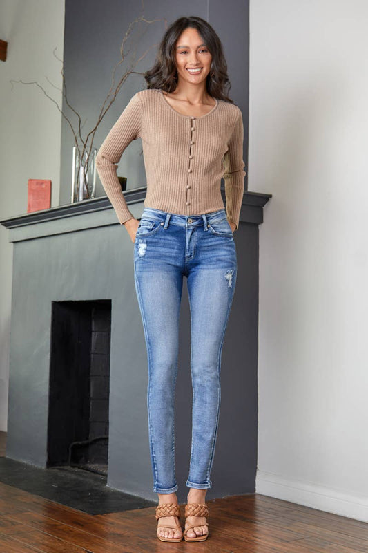Leah Mid Rise Super Skinny Jeans KanCan