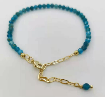 Apatite Faceted Adjustable Bracelet with 14K Gold Filled Chain