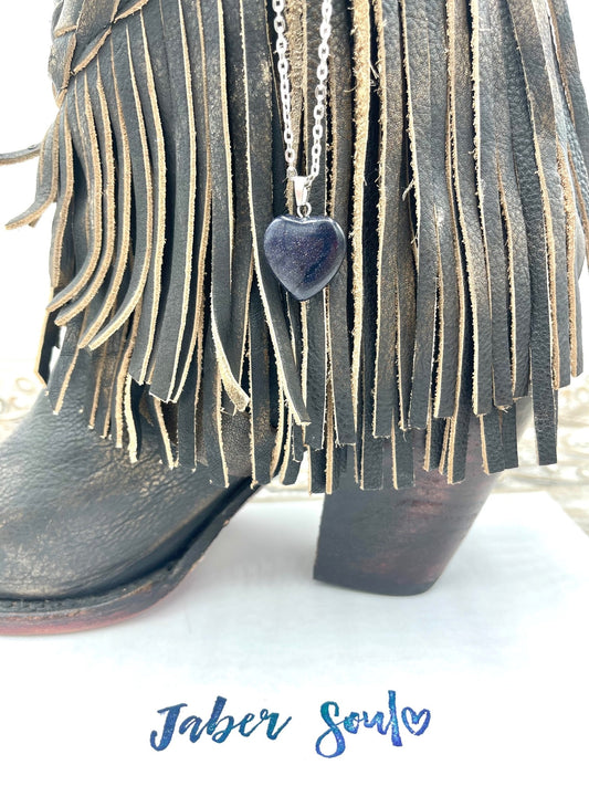 Blue Sandstone- Crystal Heart Necklace