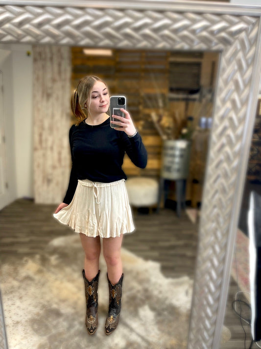 Cream Skirt W/ Built in Shorts