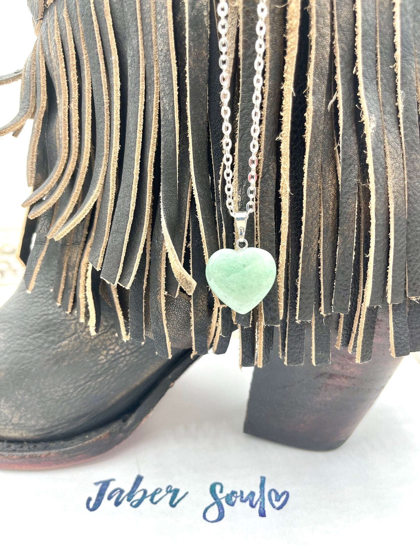 Green Fluorine- Crystal Heart Necklace