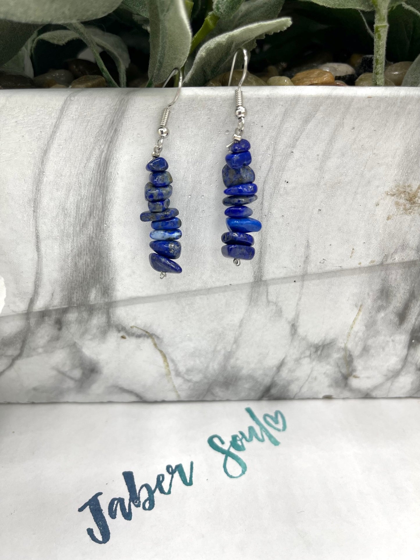 Lapis Stone Beads Gem Earrings