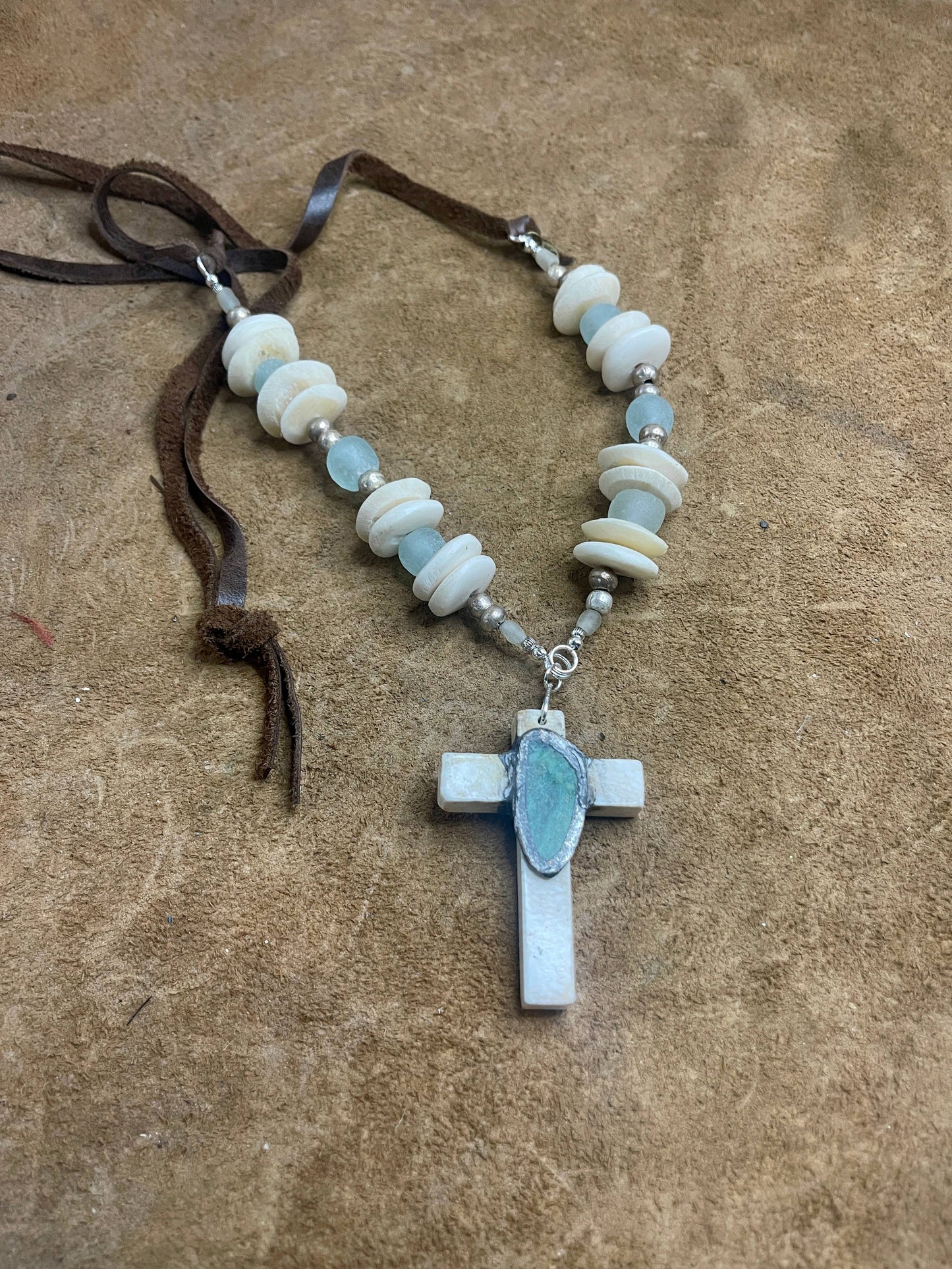 Stone Cross- Turquoise Necklace
