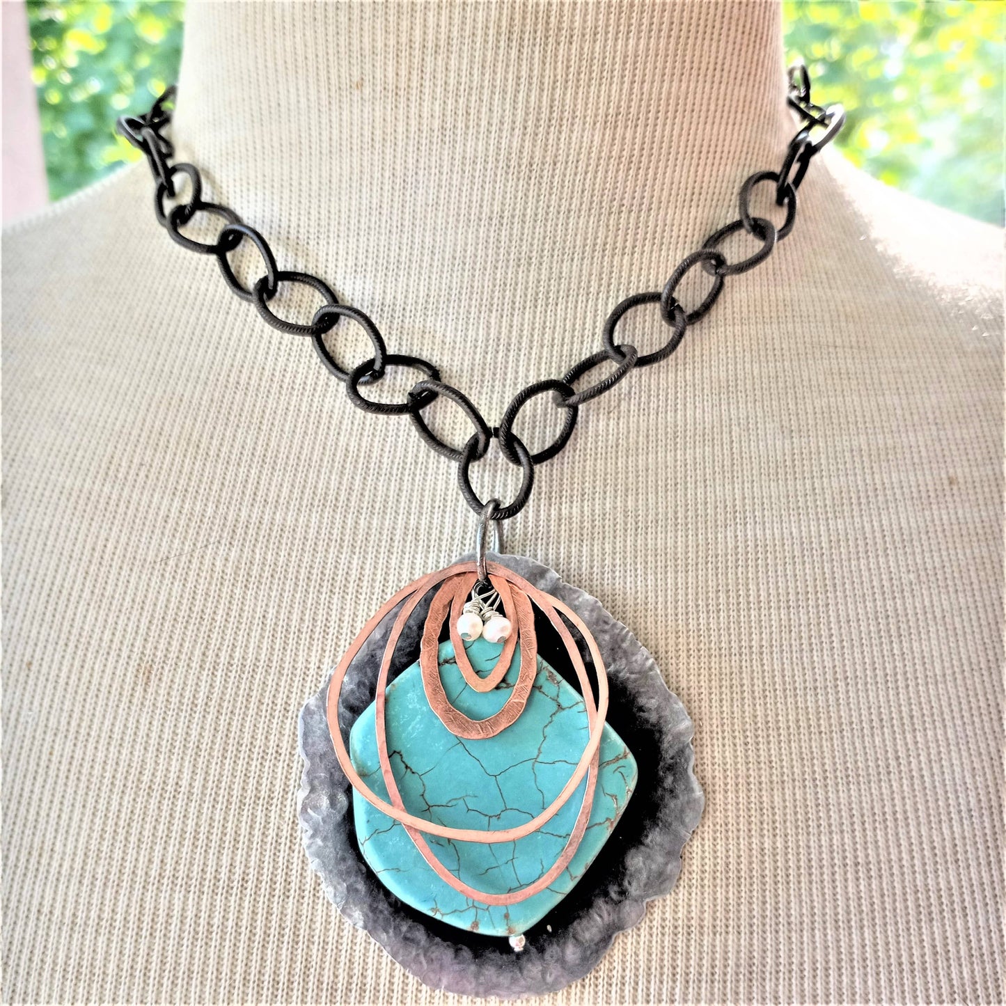 Nevada Turquoise Slab Pendant Chain Necklace