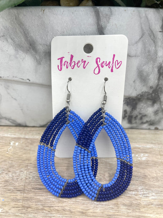 Lavender & Blue Kenyan Beaded Earrings