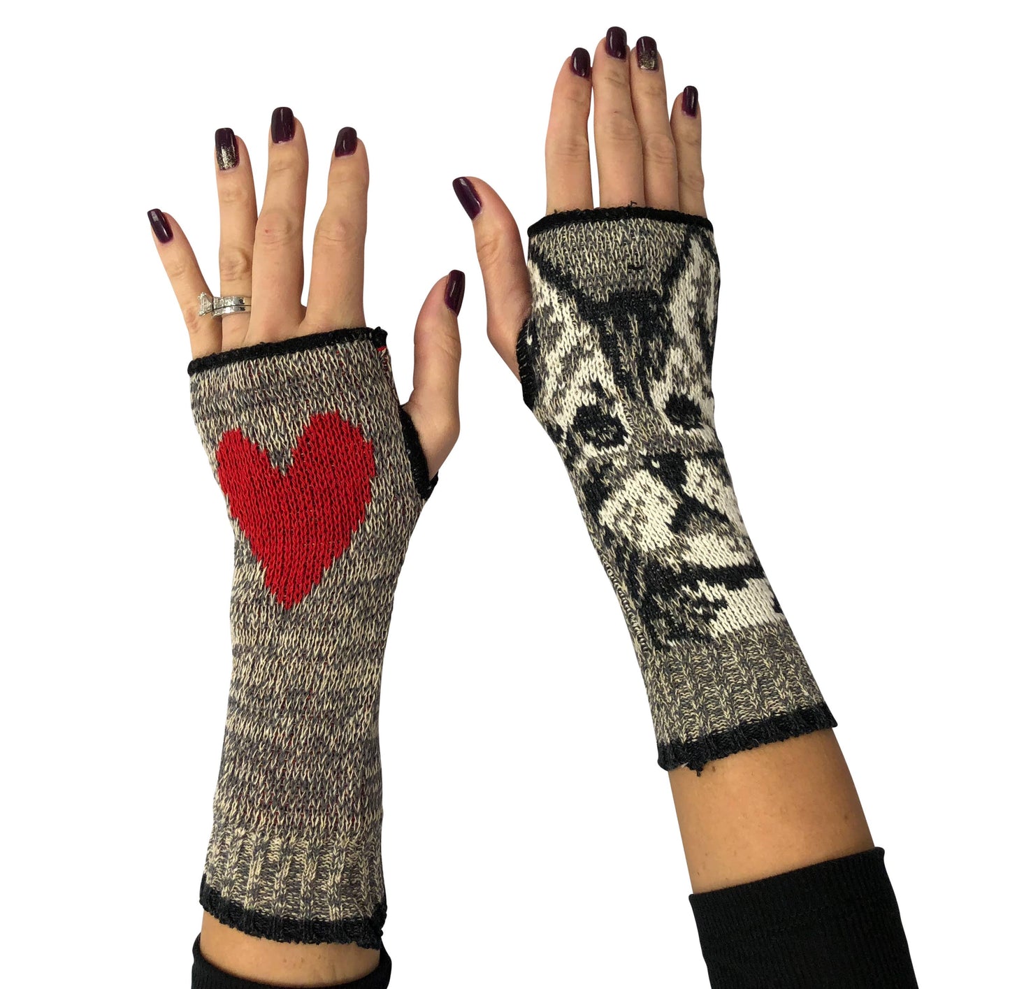 Hand Warmer Fingerless Gloves- Kitty