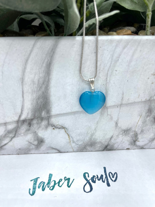Blue Quartz- Crystal Heart Necklace