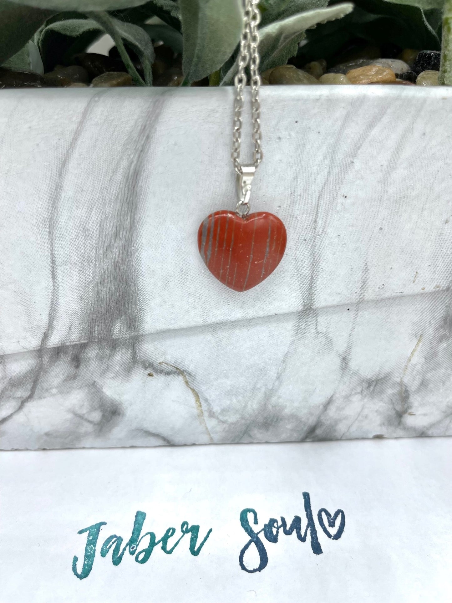 Red Jasper- Crystal Heart Necklace