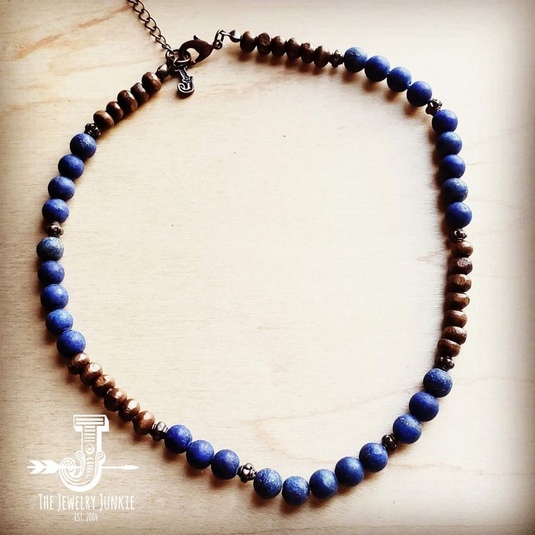 Frosted Blue Lapis Choker Necklace
