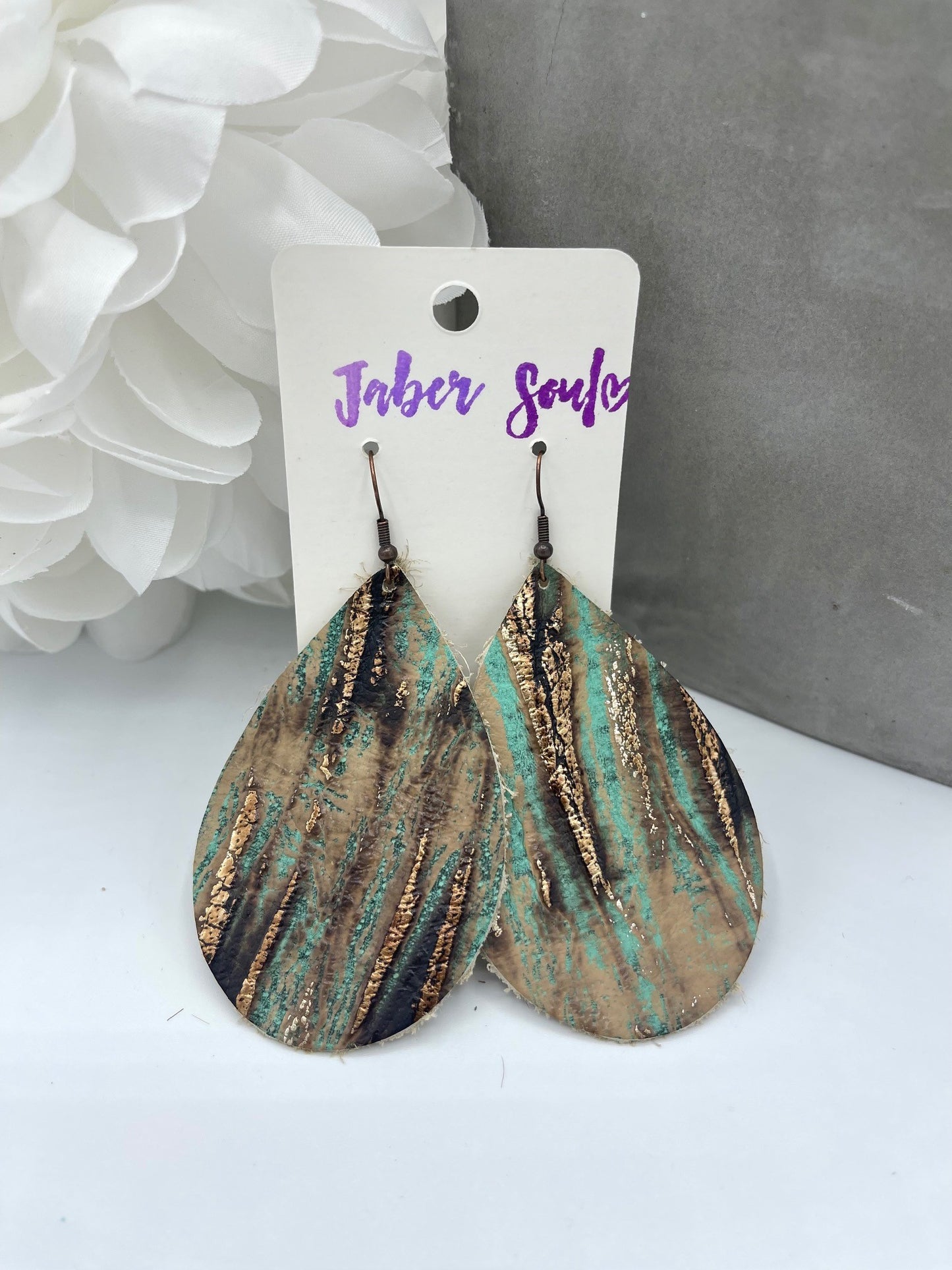 Embossed Leather Woven Gold Earrings