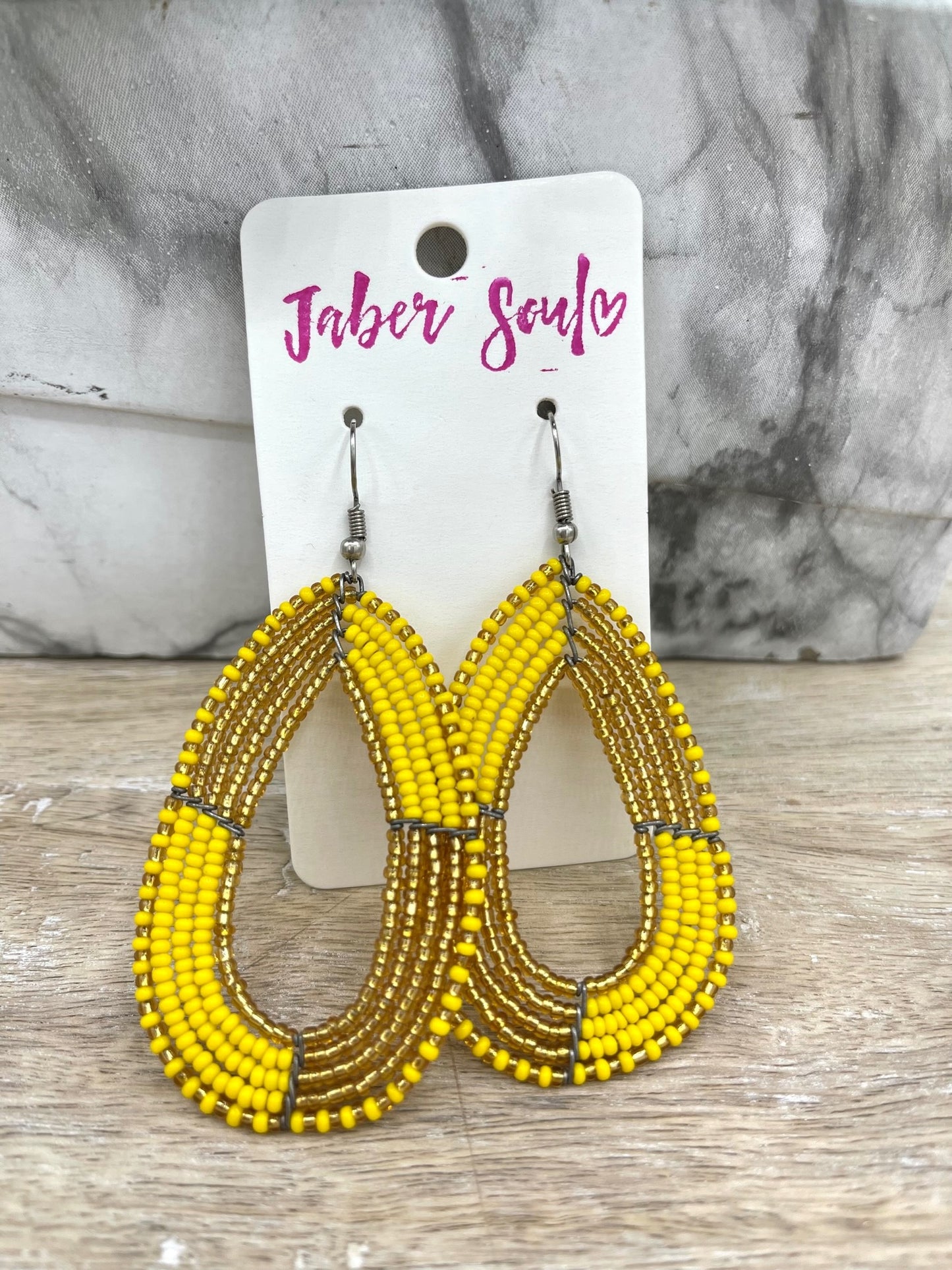 Yellow & Gold Kenya Beaded Earrings